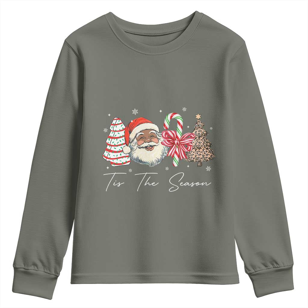 Funny Black Christmas Youth Sweatshirt Tis The Season African American Santa - Wonder Print Shop