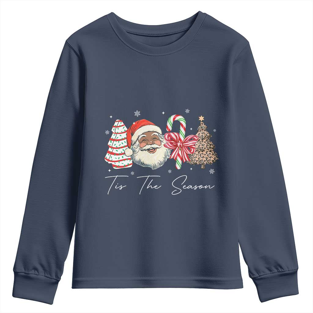 Funny Black Christmas Youth Sweatshirt Tis The Season African American Santa - Wonder Print Shop
