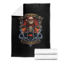 Funny Christmas Motorcycle Santa Throw Blanket Sons Of Santa North Pole Xmas Biker - Wonder Print Shop