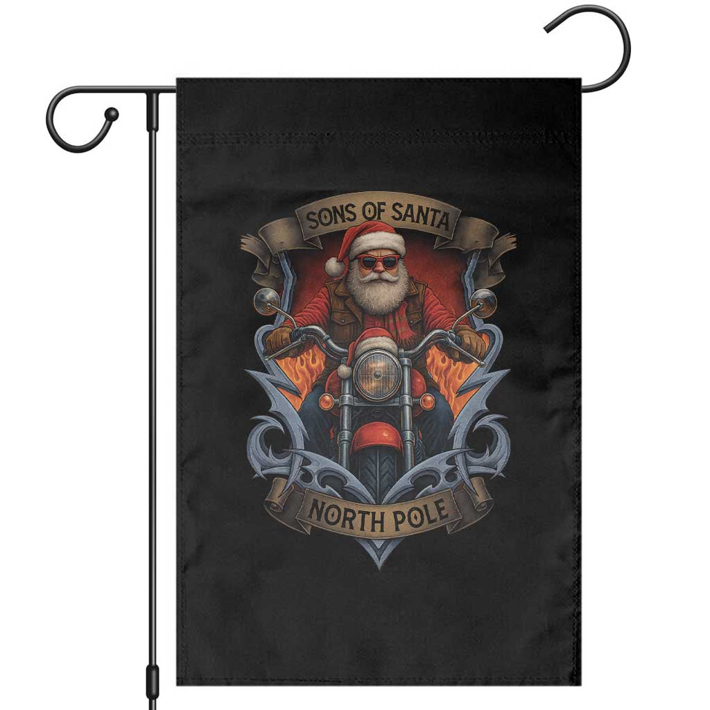 Funny Christmas Motorcycle Santa Garden Flag Sons Of Santa North Pole Xmas Biker - Wonder Print Shop