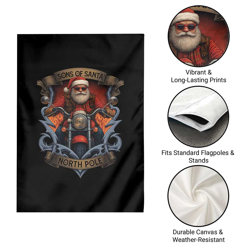 Funny Christmas Motorcycle Santa Garden Flag Sons Of Santa North Pole Xmas Biker - Wonder Print Shop