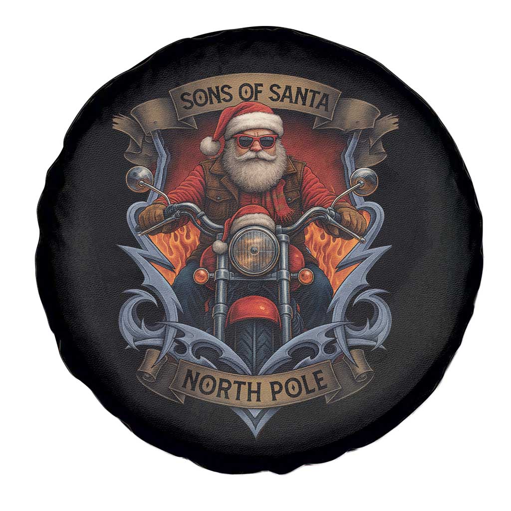 Funny Christmas Motorcycle Santa Spare Tire Cover Sons Of Santa North Pole Xmas Biker - Wonder Print Shop