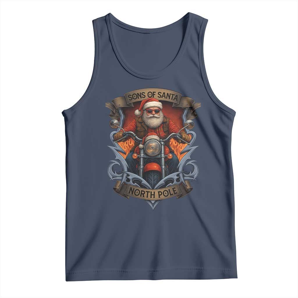 Funny Christmas Motorcycle Santa Tank Top Sons Of Santa North Pole Xmas Biker - Wonder Print Shop