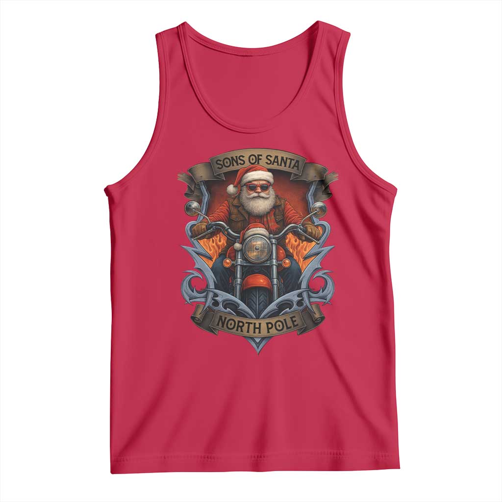 Funny Christmas Motorcycle Santa Tank Top Sons Of Santa North Pole Xmas Biker - Wonder Print Shop