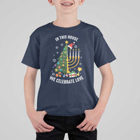 Funny Chrismukkah Hanukkah Christmas T Shirt For Kid In This House We Celebrate Love Xmas Tree Menorah - Wonder Print Shop