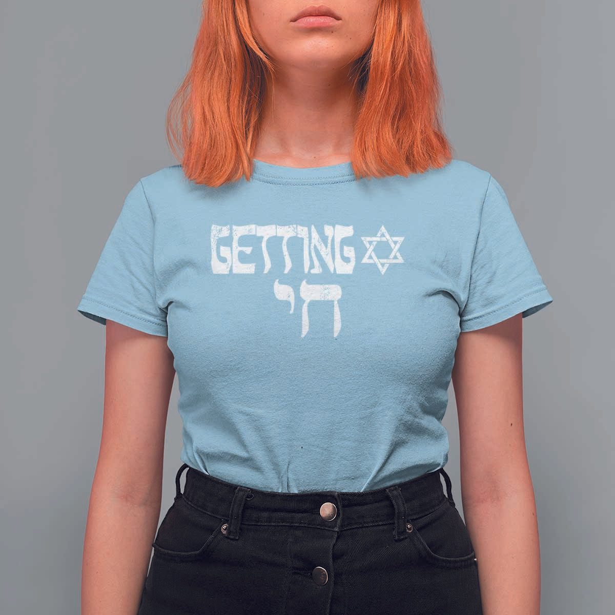 Funny Hebrew T Shirt For Women Getting Chai Jewish Vintage David Star - Wonder Print Shop