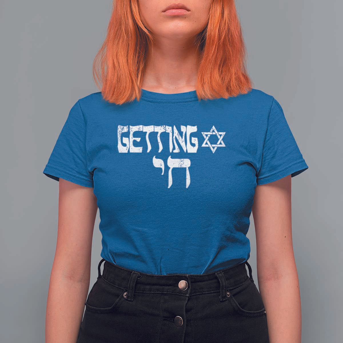 Funny Hebrew T Shirt For Women Getting Chai Jewish Vintage David Star - Wonder Print Shop