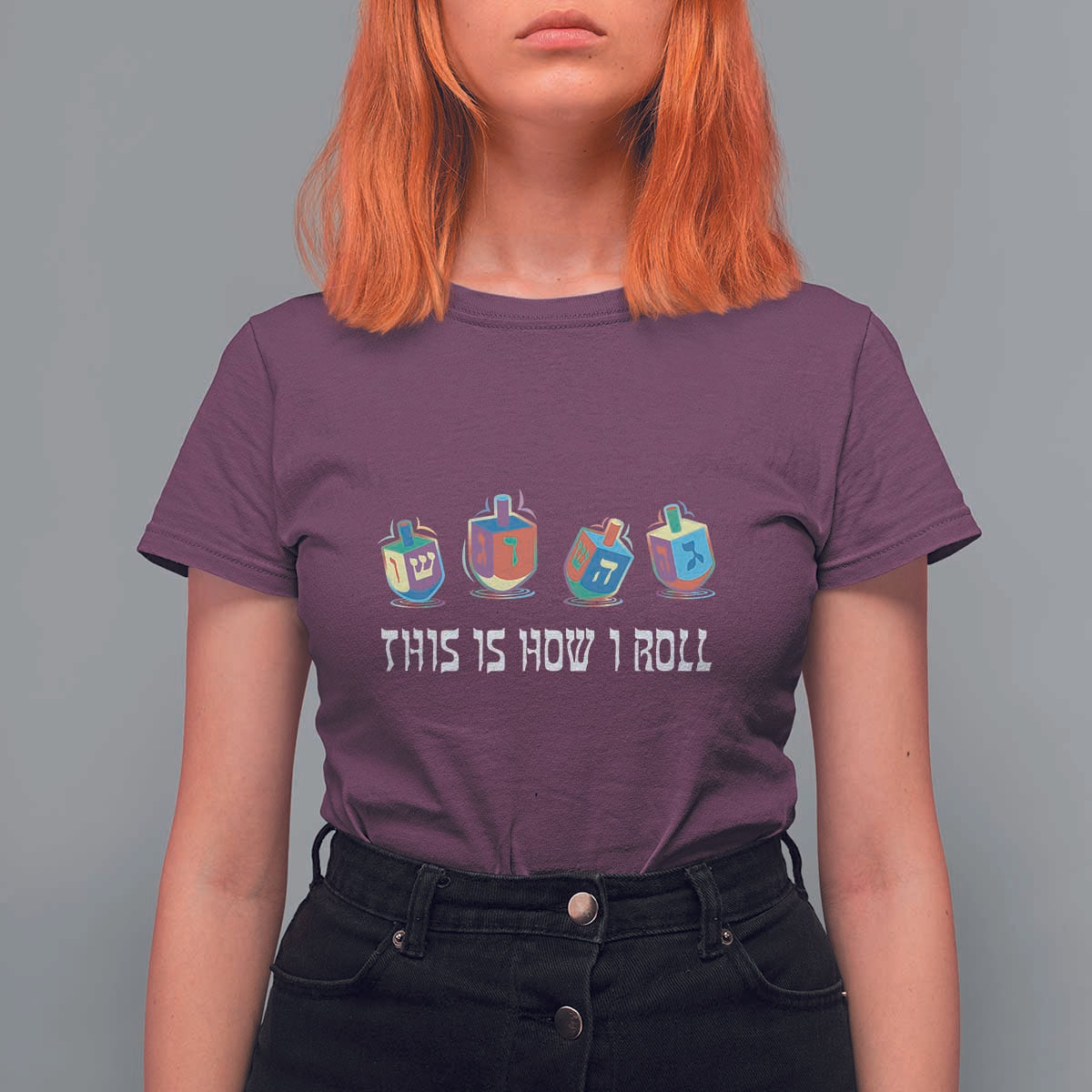 Funny Hanukkah T Shirt For Women This Is How I Roll Dreidel Chanukah Jew - Wonder Print Shop