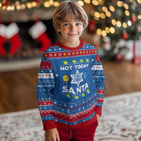 Funny Jewish Hanukkah Ugly Sweater Not Today Santa Hebrew David Star - Wonder Print Shop