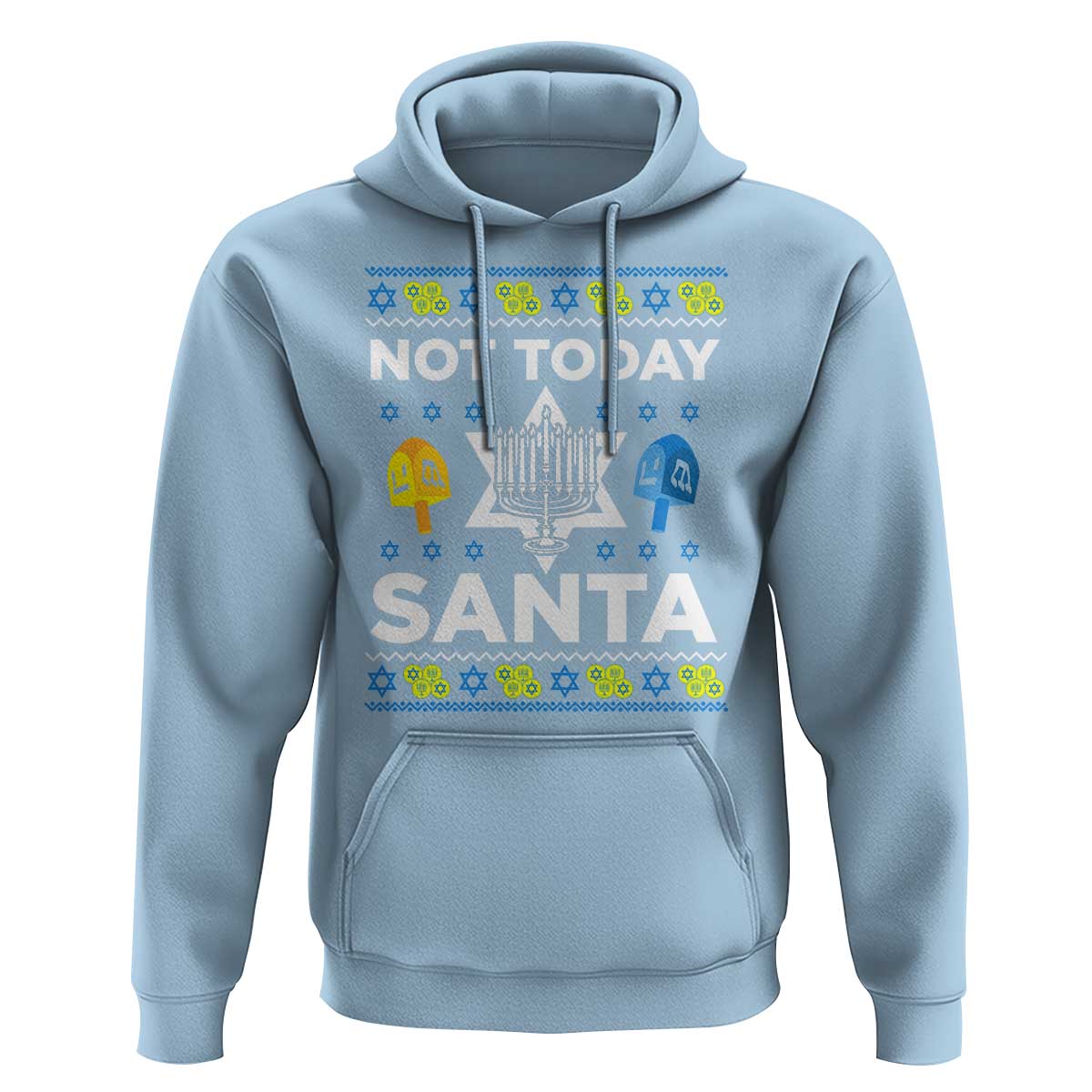 Funny Jewish Hanukkah Hoodie Not Today Santa Hebrew David Star