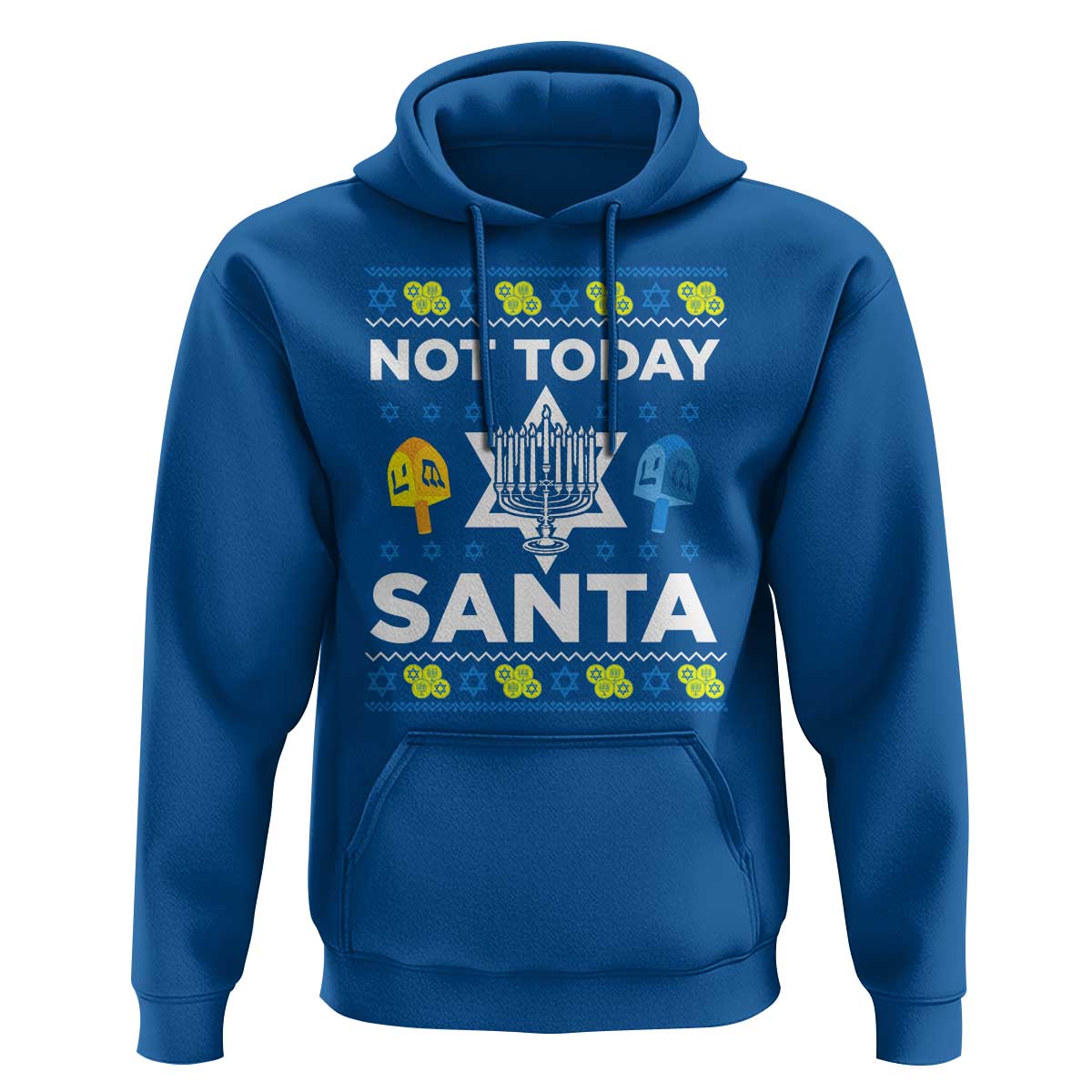 Funny Jewish Hanukkah Hoodie Not Today Santa Hebrew David Star