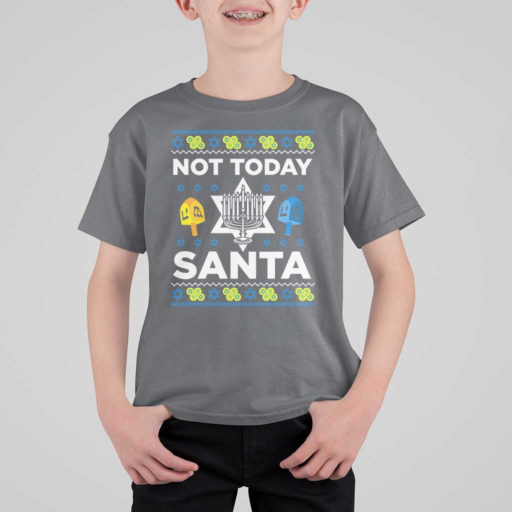 Funny Jewish Hanukkah T Shirt For Kid Not Today Santa Hebrew David Star - Wonder Print Shop