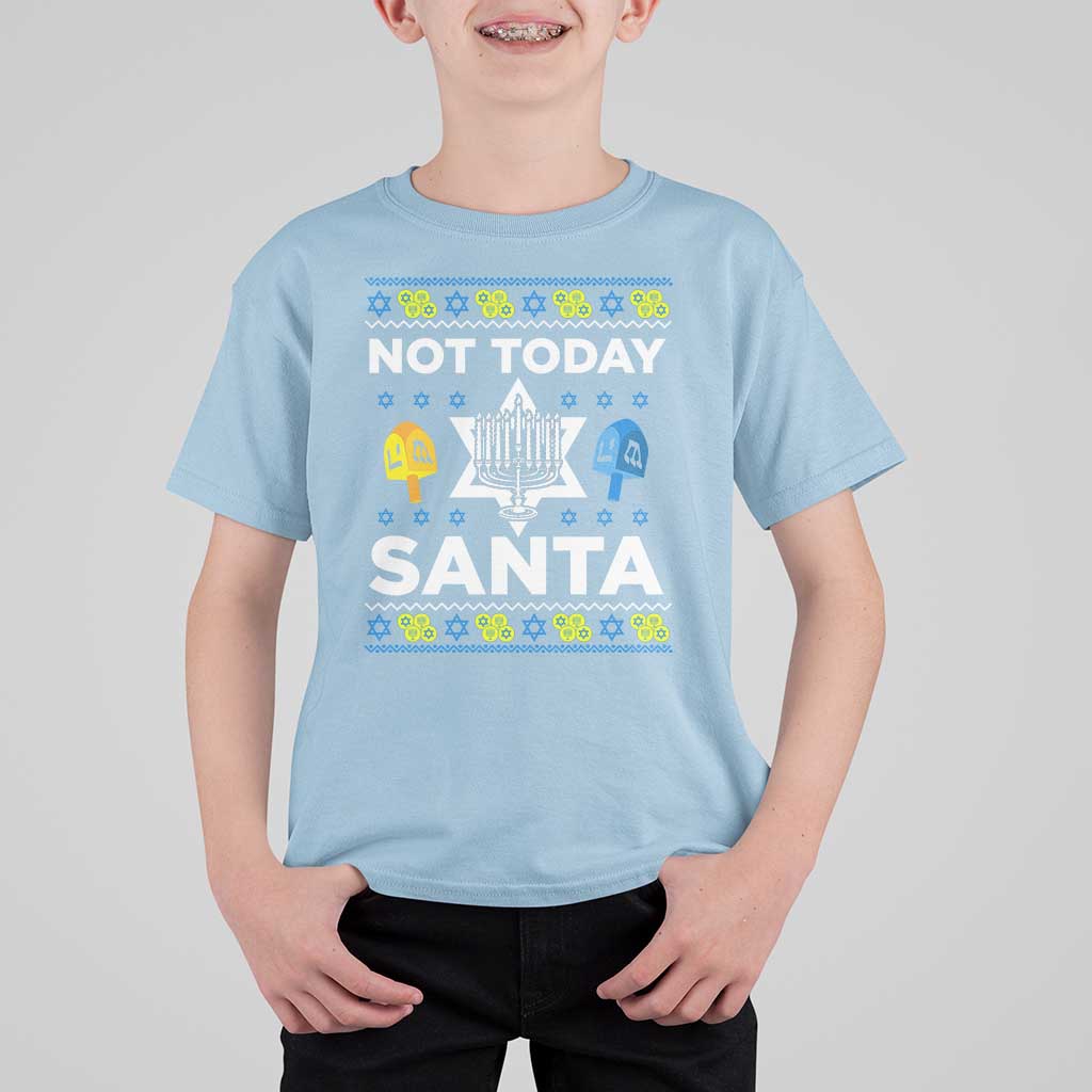 Funny Jewish Hanukkah T Shirt For Kid Not Today Santa Hebrew David Star - Wonder Print Shop