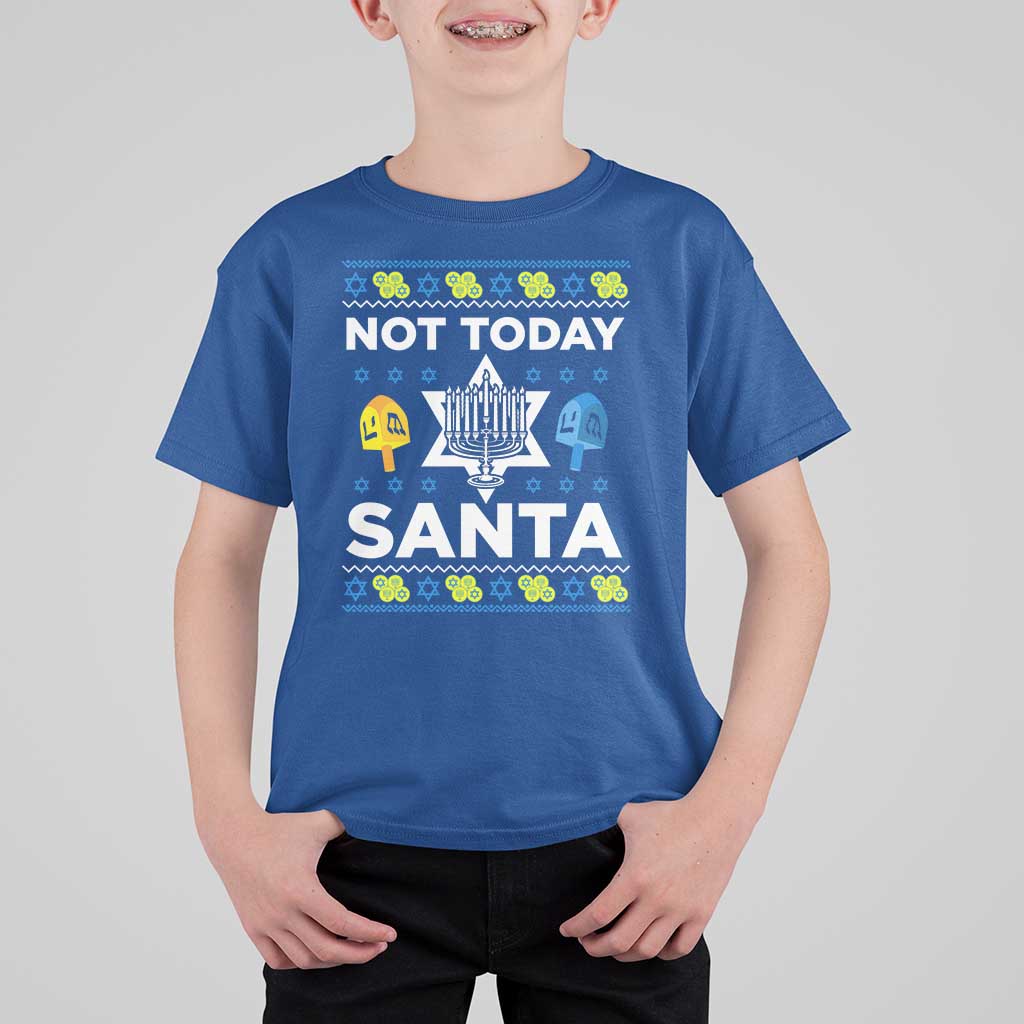 Funny Jewish Hanukkah T Shirt For Kid Not Today Santa Hebrew David Star - Wonder Print Shop