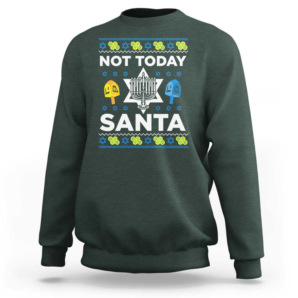 Funny Jewish Hanukkah Sweatshirt Not Today Santa Hebrew David Star - Wonder Print Shop