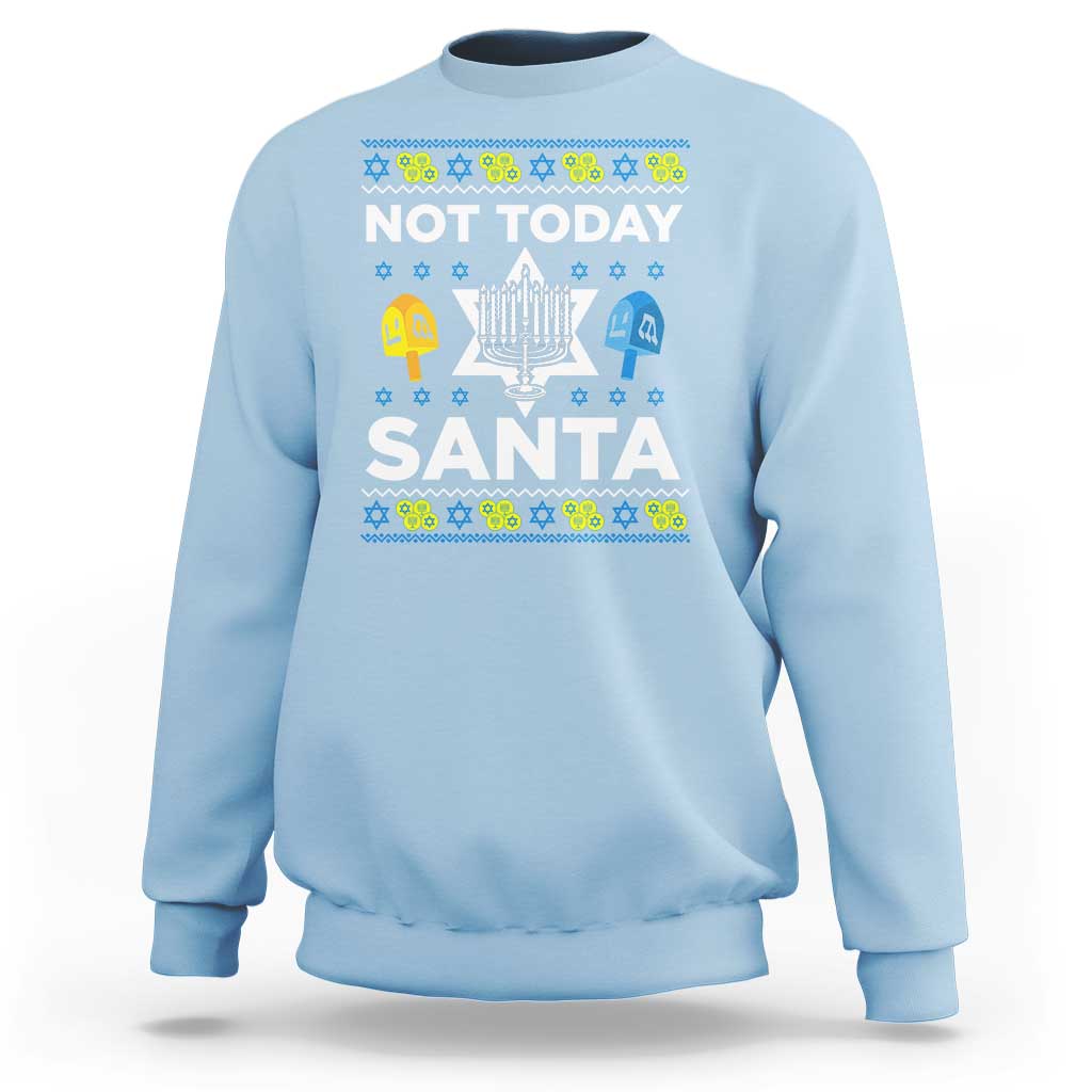 Funny Jewish Hanukkah Sweatshirt Not Today Santa Hebrew David Star - Wonder Print Shop