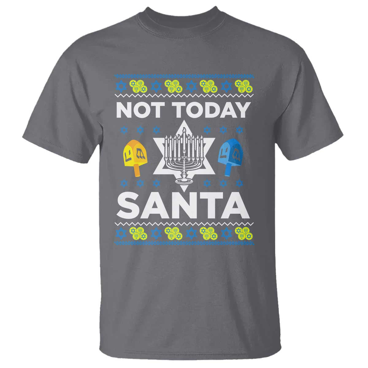 Funny Jewish Hanukkah T Shirt Not Today Santa Hebrew David Star - Wonder Print Shop