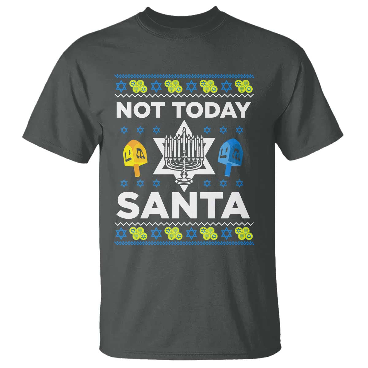 Funny Jewish Hanukkah T Shirt Not Today Santa Hebrew David Star - Wonder Print Shop