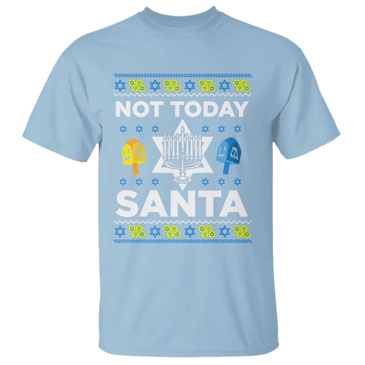 Funny Jewish Hanukkah T Shirt Not Today Santa Hebrew David Star - Wonder Print Shop