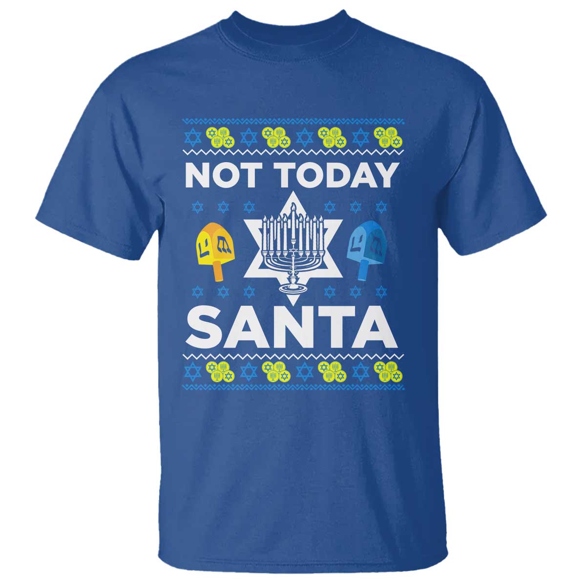 Funny Jewish Hanukkah T Shirt Not Today Santa Hebrew David Star - Wonder Print Shop