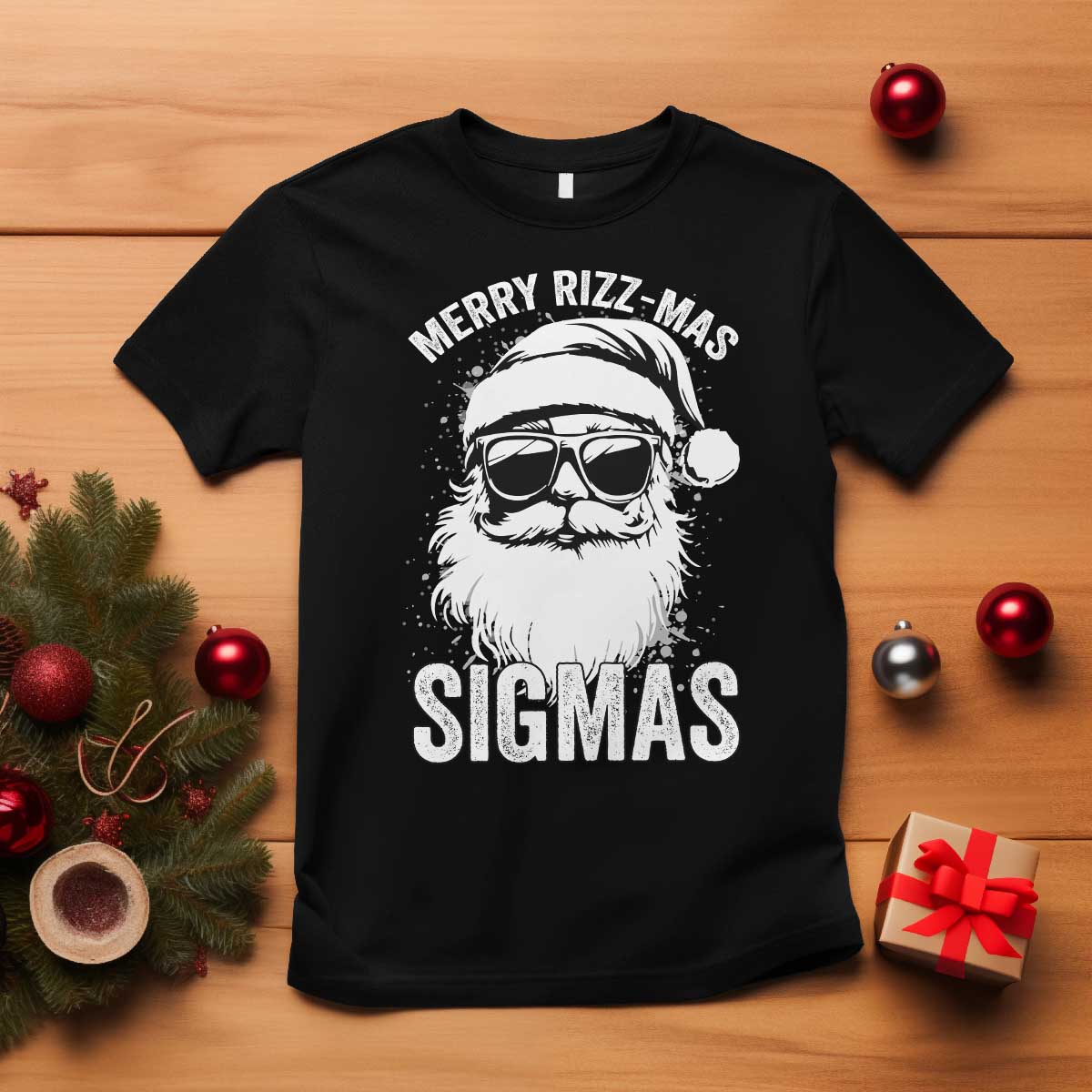 Funny Christmas Santa T Shirt Merry Rizzmas Sigmas Charisma Rizz Santa Claus - Wonder Print Shop