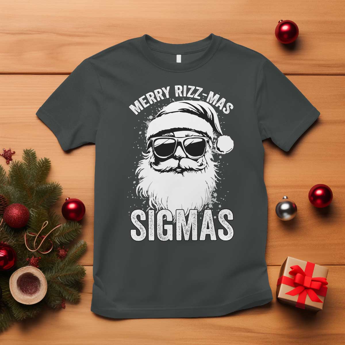 Funny Christmas Santa T Shirt Merry Rizzmas Sigmas Charisma Rizz Santa Claus - Wonder Print Shop