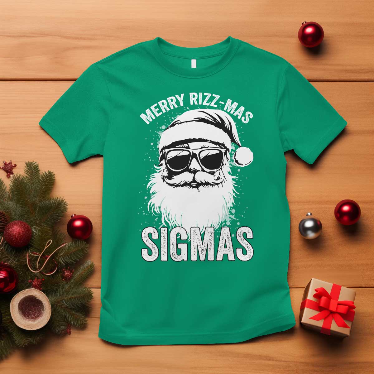 Funny Christmas Santa T Shirt Merry Rizzmas Sigmas Charisma Rizz Santa Claus - Wonder Print Shop