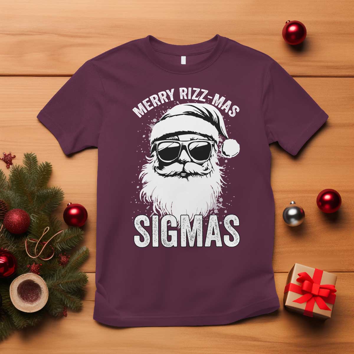 Funny Christmas Santa T Shirt Merry Rizzmas Sigmas Charisma Rizz Santa Claus - Wonder Print Shop