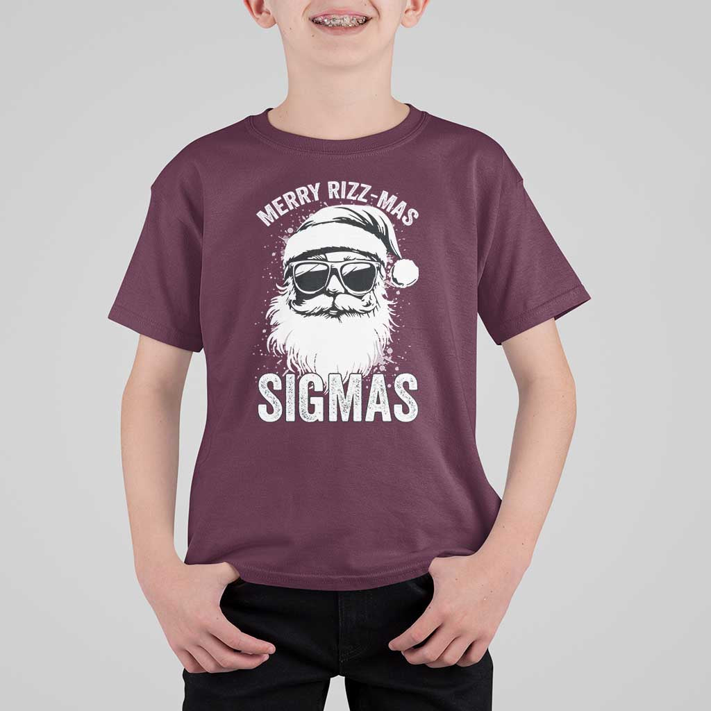 Funny Christmas Santa T Shirt For Kid Merry Rizzmas Sigmas Charisma Rizz Santa Claus - Wonder Print Shop