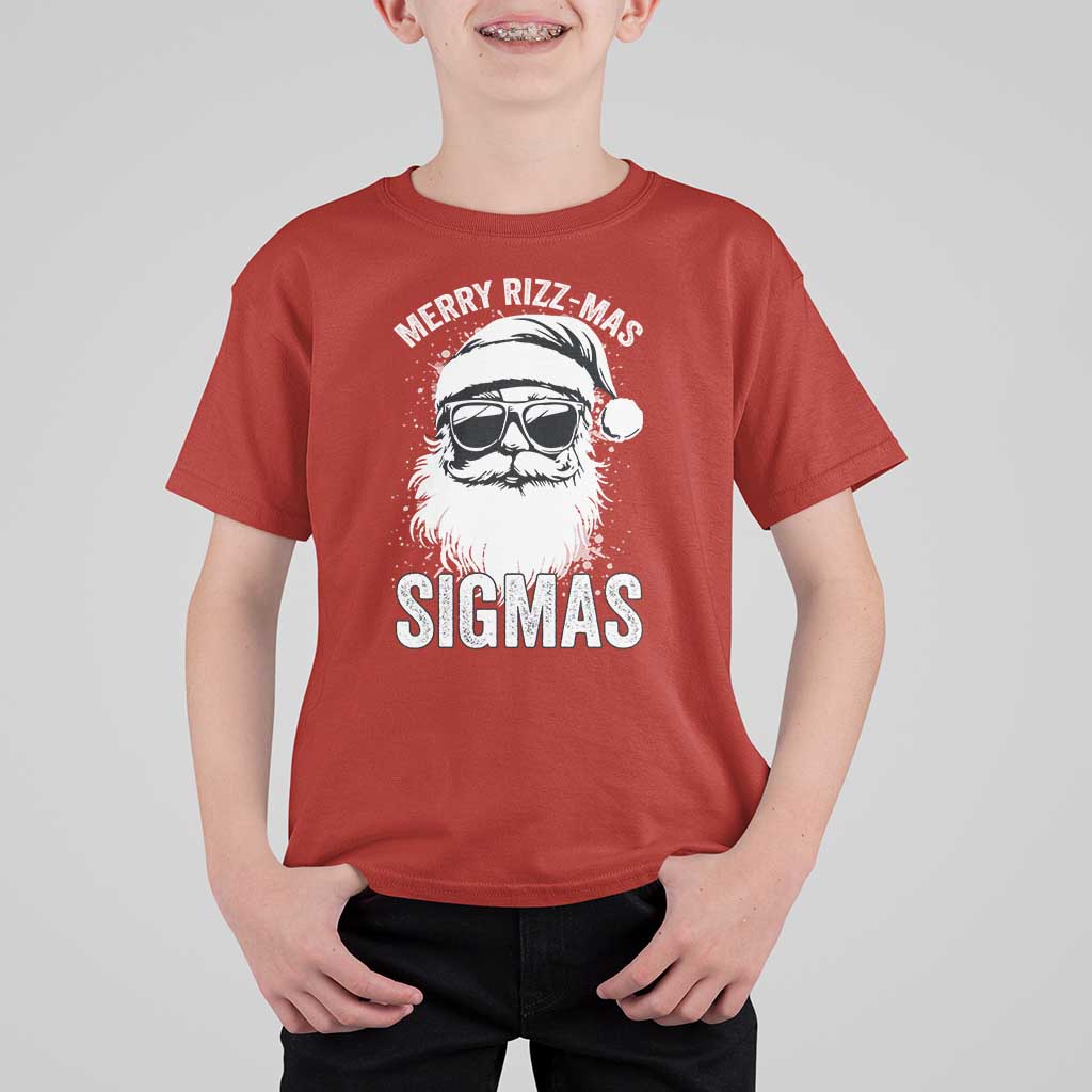 Funny Christmas Santa T Shirt For Kid Merry Rizzmas Sigmas Charisma Rizz Santa Claus - Wonder Print Shop