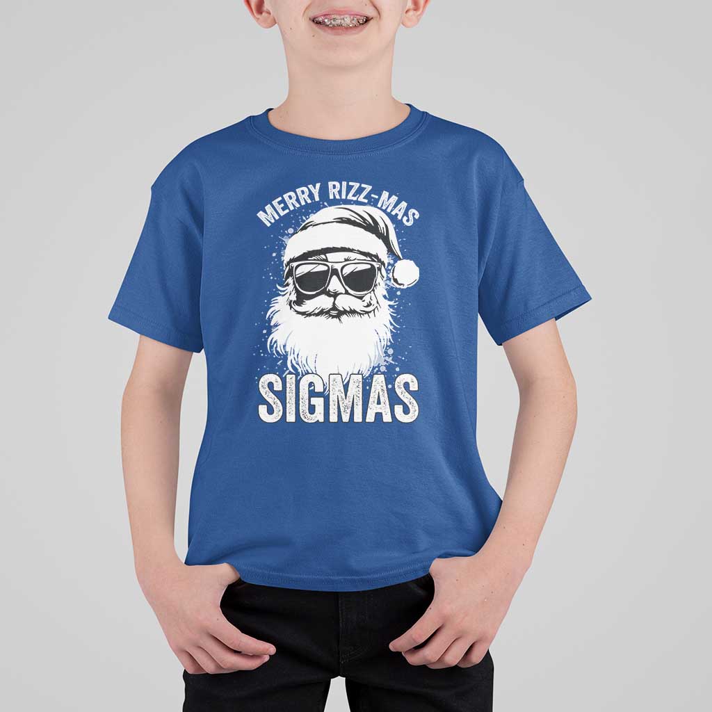 Funny Christmas Santa T Shirt For Kid Merry Rizzmas Sigmas Charisma Rizz Santa Claus - Wonder Print Shop