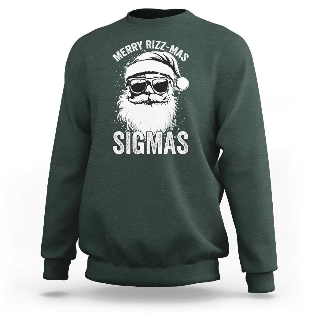 Funny Christmas Santa Sweatshirt Merry Rizzmas Sigmas Charisma Rizz Santa Claus - Wonder Print Shop