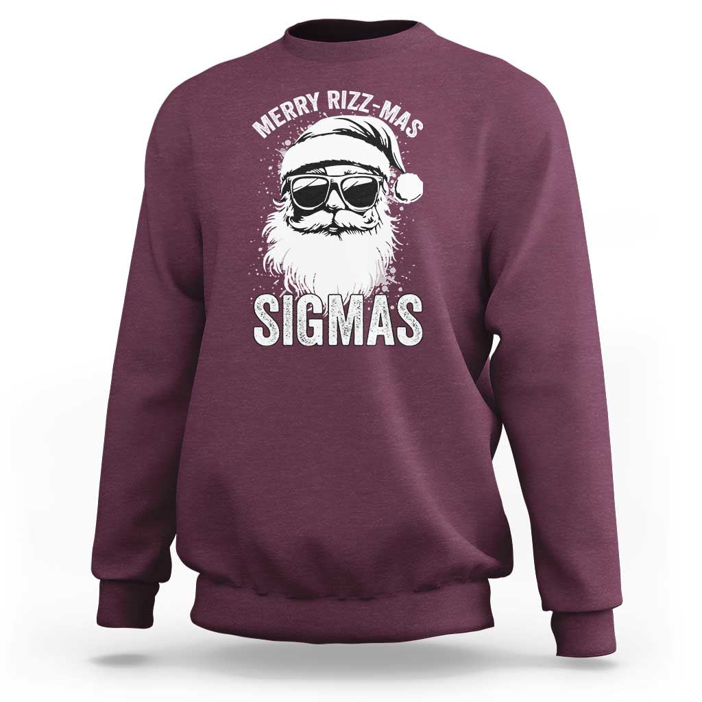 Funny Christmas Santa Sweatshirt Merry Rizzmas Sigmas Charisma Rizz Santa Claus - Wonder Print Shop