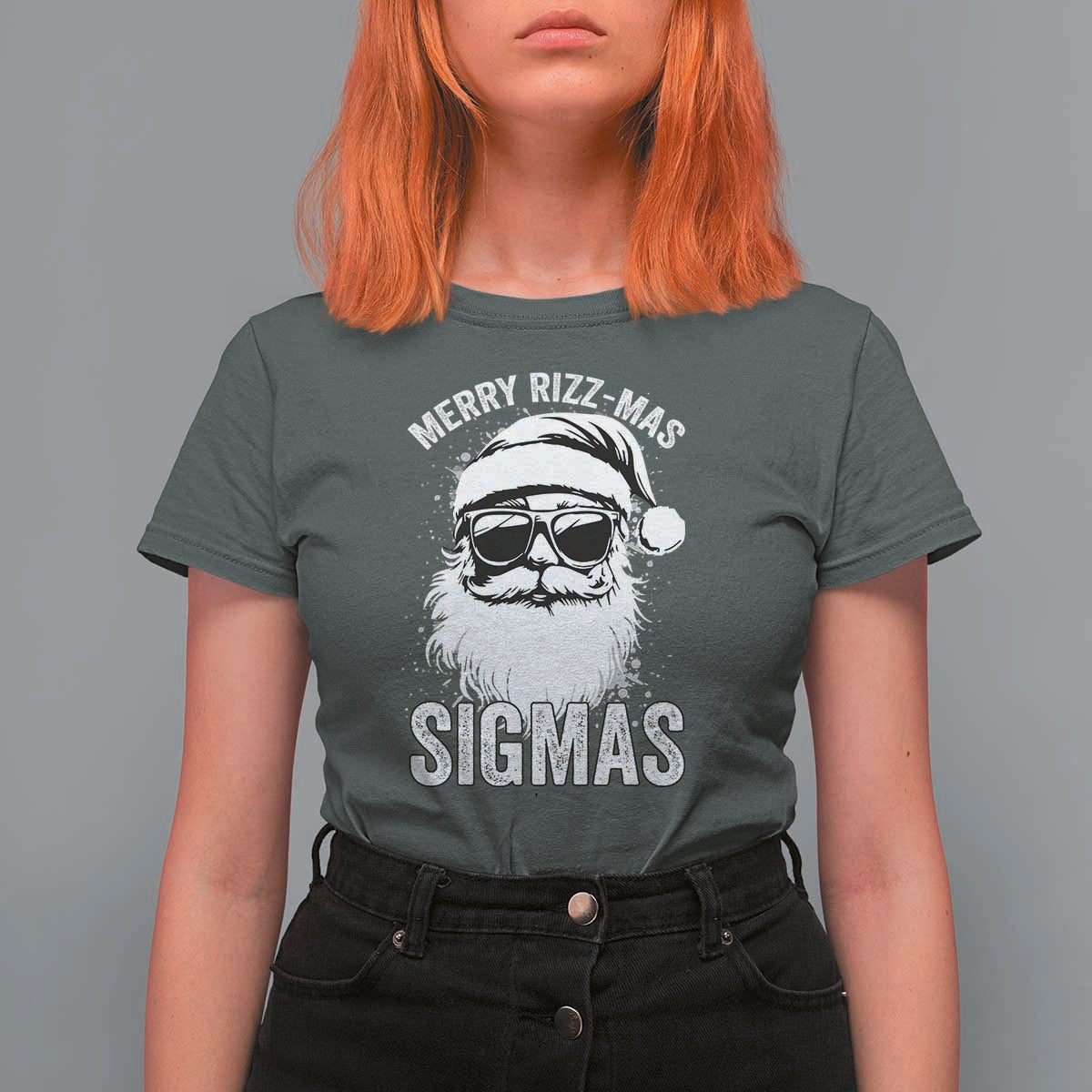 Funny Christmas Santa T Shirt For Women Merry Rizzmas Sigmas Charisma Rizz Santa Claus - Wonder Print Shop