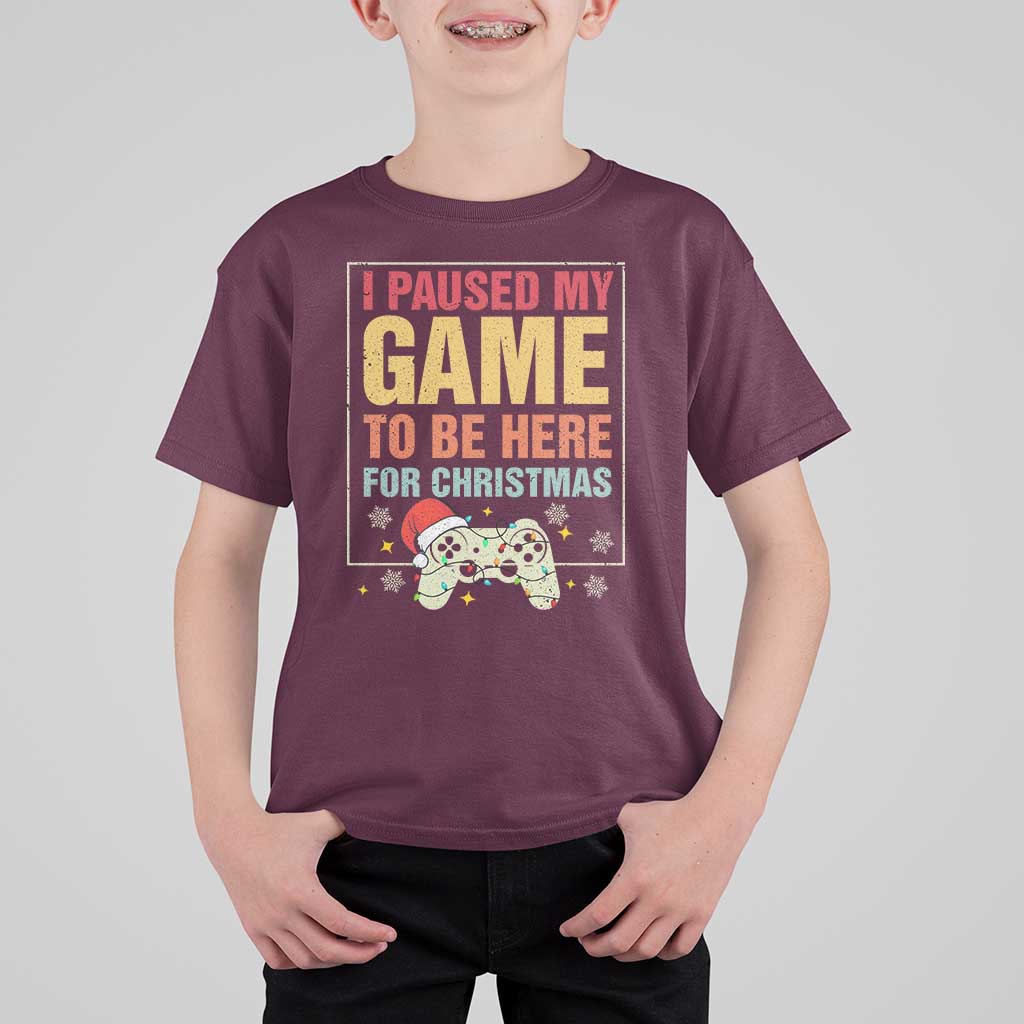 Funny Christmas Gaming T Shirt For Kid I Paused My Game To Be Here For Christmas - Wonder Print Shop