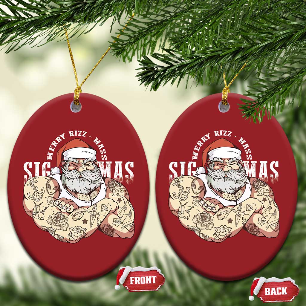 Funny Xmas Santa Christmas Ornament Merry Rizzmas Sigmas Charisma Rizz Santa - Wonder Print Shop
