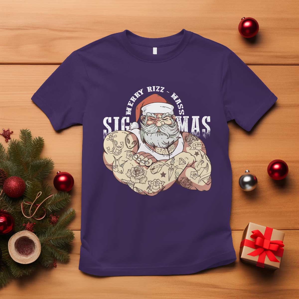 Funny Christmas Santa T Shirt Merry Rizzmas Sigmas Charisma Rizz Santa - Wonder Print Shop