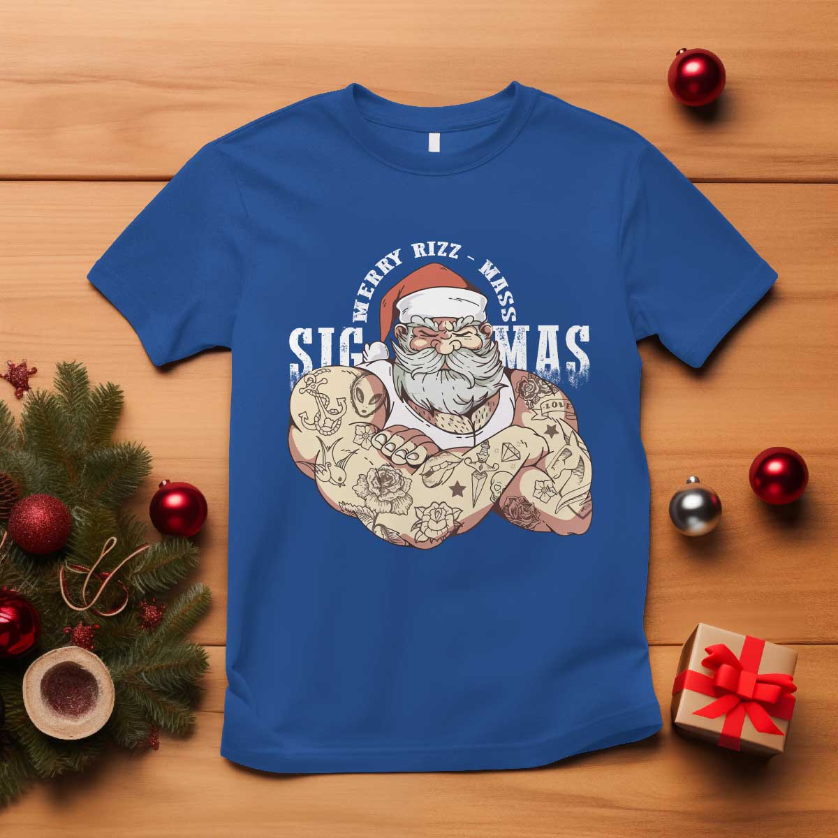 Funny Christmas Santa T Shirt Merry Rizzmas Sigmas Charisma Rizz Santa - Wonder Print Shop