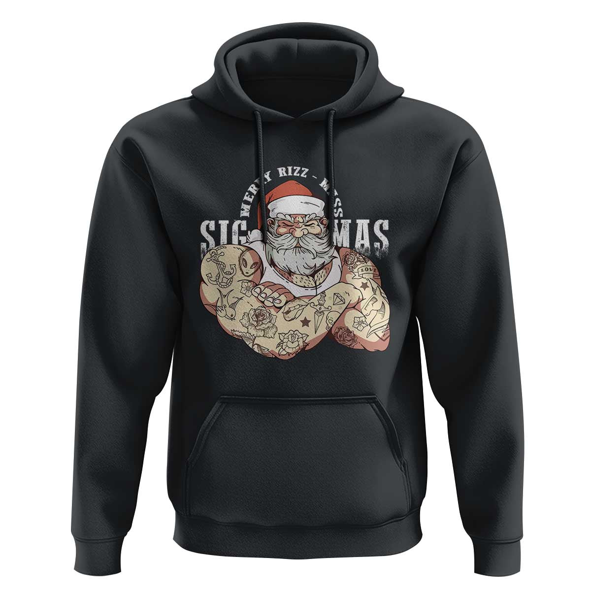 Funny Christmas Santa Hoodie Merry Rizzmas Sigmas Charisma Rizz Santa