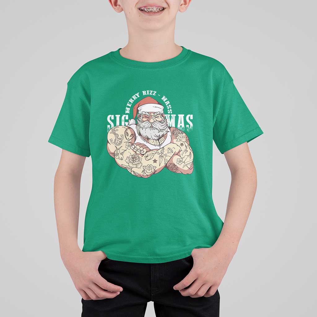 Funny Christmas Santa T Shirt For Kid Merry Rizzmas Sigmas Charisma Rizz Santa - Wonder Print Shop