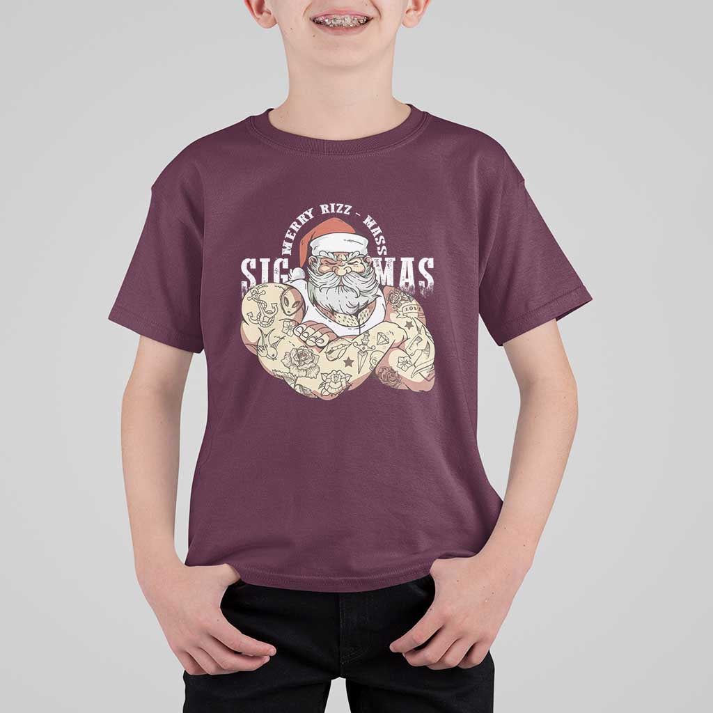 Funny Christmas Santa T Shirt For Kid Merry Rizzmas Sigmas Charisma Rizz Santa - Wonder Print Shop