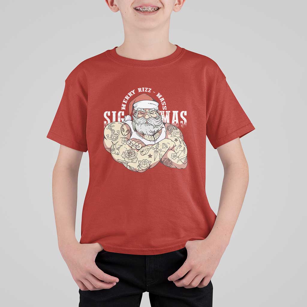 Funny Christmas Santa T Shirt For Kid Merry Rizzmas Sigmas Charisma Rizz Santa - Wonder Print Shop
