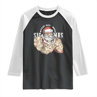 Funny Christmas Santa Raglan Shirt Merry Rizzmas Sigmas Charisma Rizz Santa - Wonder Print Shop