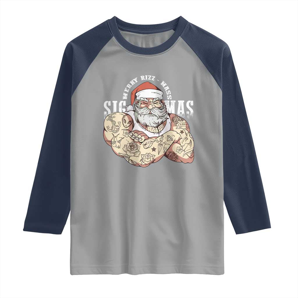 Funny Christmas Santa Raglan Shirt Merry Rizzmas Sigmas Charisma Rizz Santa - Wonder Print Shop