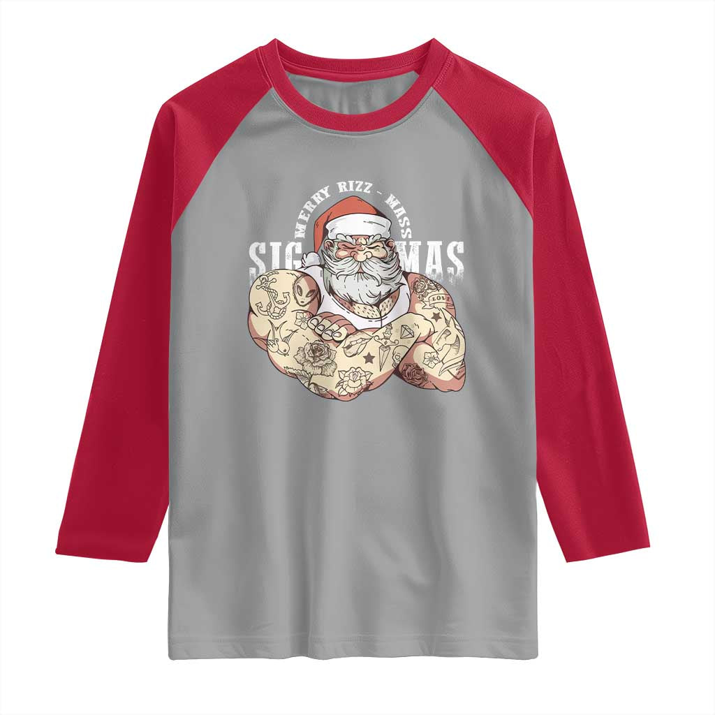 Funny Christmas Santa Raglan Shirt Merry Rizzmas Sigmas Charisma Rizz Santa - Wonder Print Shop