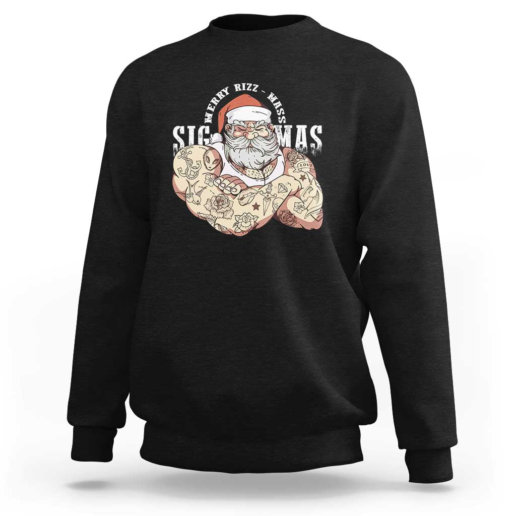 Funny Christmas Santa Sweatshirt Merry Rizzmas Sigmas Charisma Rizz Santa - Wonder Print Shop