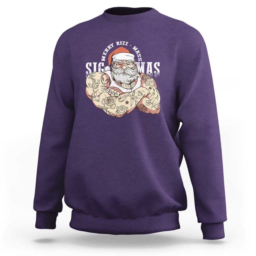 Funny Christmas Santa Sweatshirt Merry Rizzmas Sigmas Charisma Rizz Santa - Wonder Print Shop