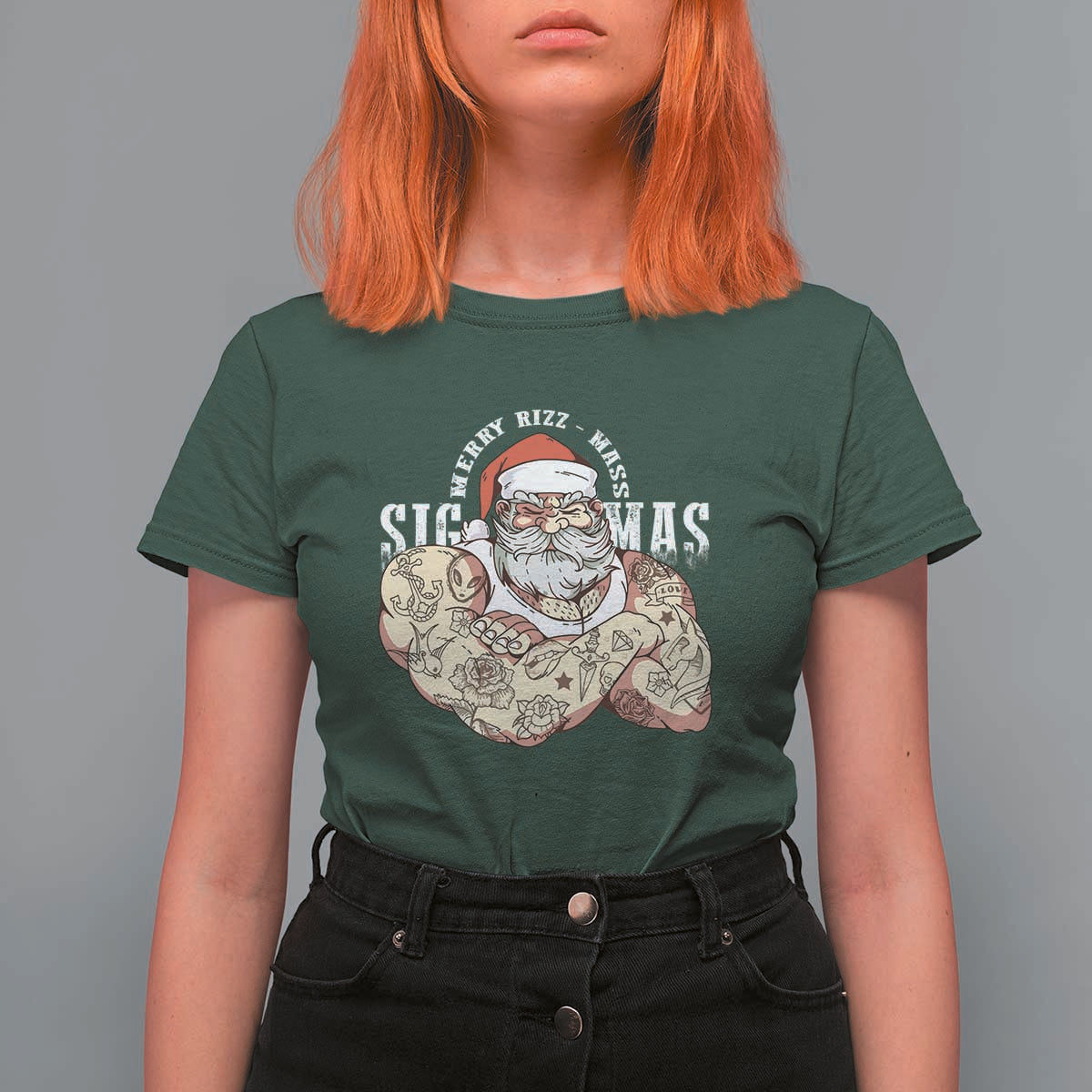 Funny Christmas Santa T Shirt For Women Merry Rizzmas Sigmas Charisma Rizz Santa - Wonder Print Shop