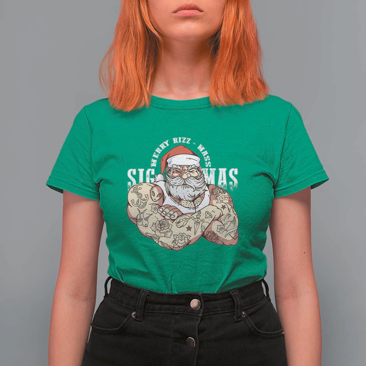 Funny Christmas Santa T Shirt For Women Merry Rizzmas Sigmas Charisma Rizz Santa - Wonder Print Shop