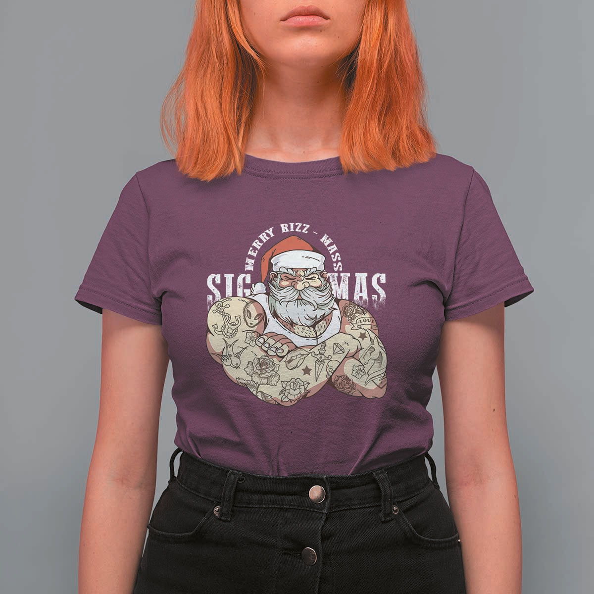 Funny Christmas Santa T Shirt For Women Merry Rizzmas Sigmas Charisma Rizz Santa - Wonder Print Shop